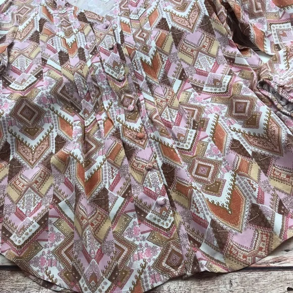 J. Jill Pink and Brown Geometric Blouse - Picture 4 of 8